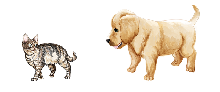 Sherman Oaks Veterinary Group's illustration of a puppy and a kitten.